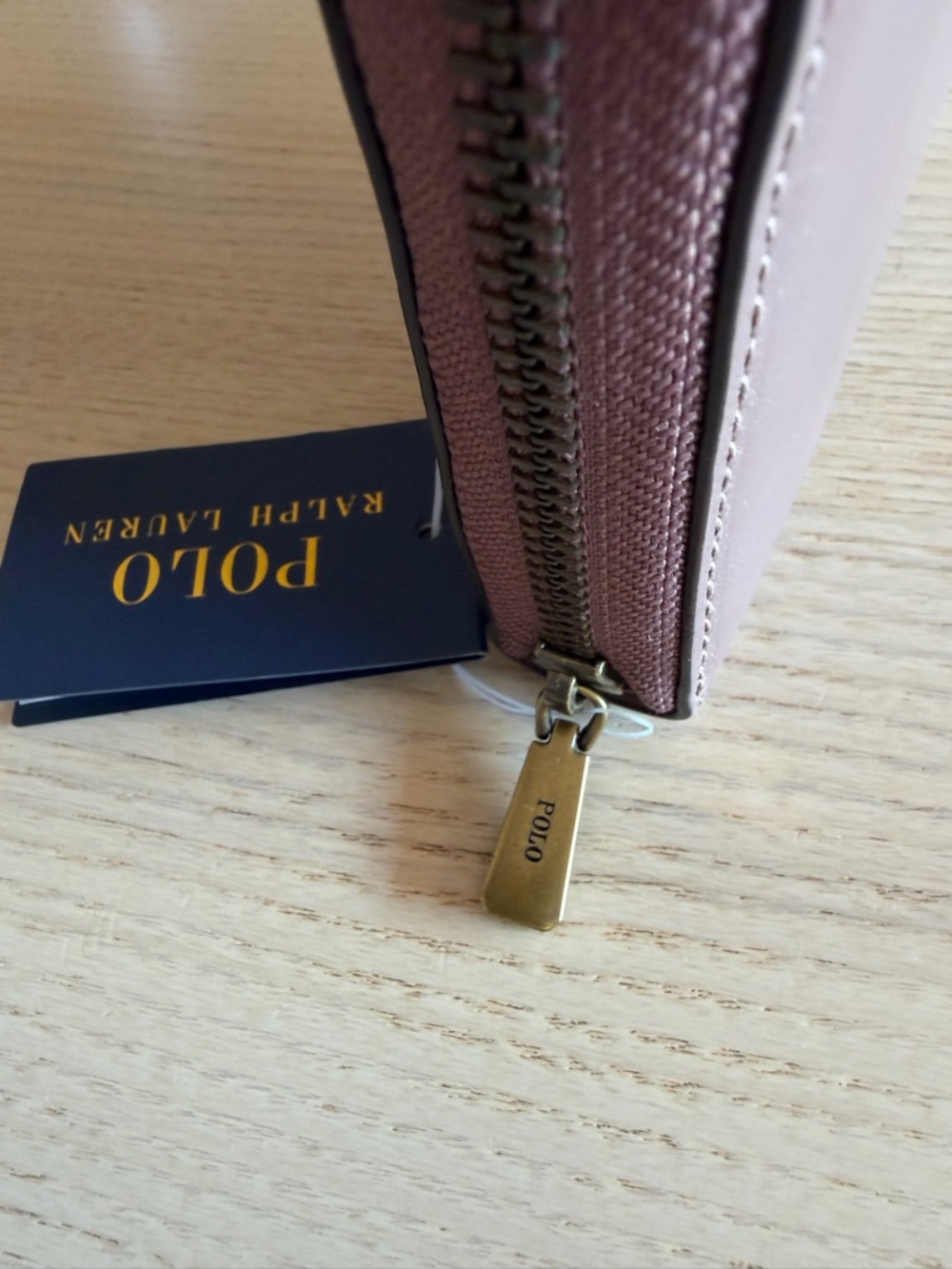 Polo Ralph Lauren Mauve Zip Around Continental Leather Wallet - Picture 8 of 13